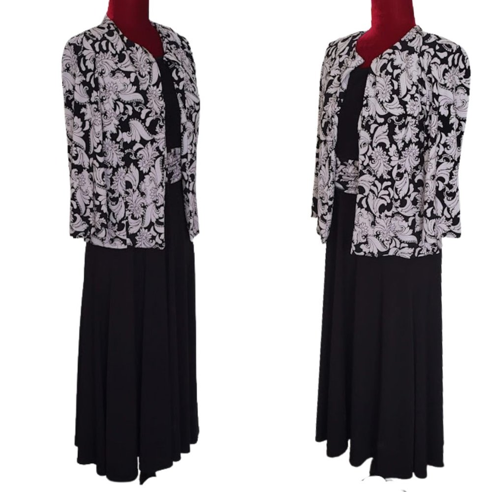 Jessica Howard 2 Piece 3/4 Sleeve Jacket and Sleeveless Ruched Waist Dress, SZ 6 - Picture 2 of 10